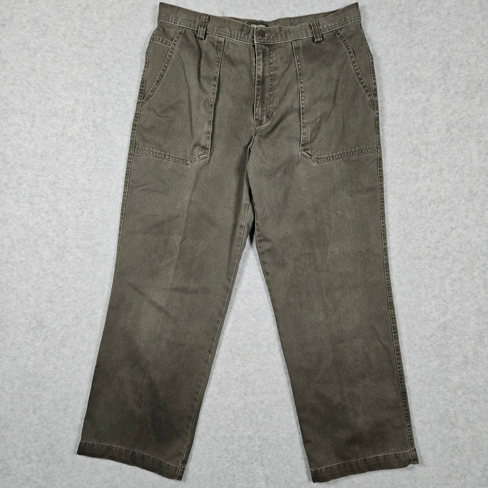 Vintage Dockers Mens 36 Green Pants Big Flap Pocket Utility Cotton Khaki 02/1999